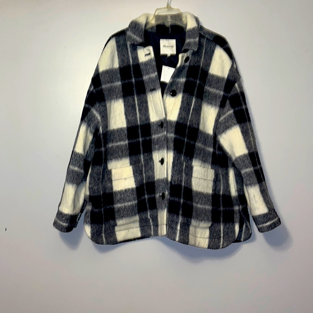 Madewell Button Up 70% Wool Plaid Oversized Jacket Pockets Nordstrom